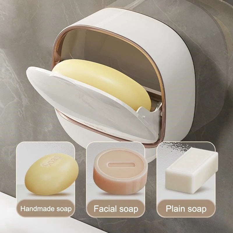 PUNCH FREE WALL MOUNTED SOAP HOLDER , LUXURY SOAP BOX WITH DRAIN TRAY
