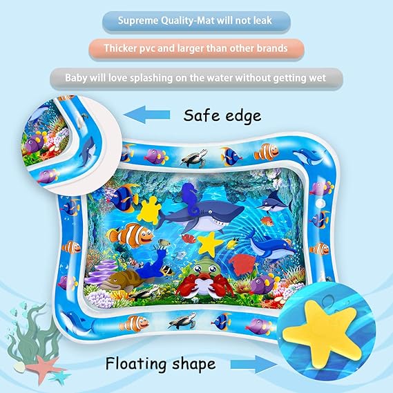 Inflatable Leak Proof Tummy Time Water Play Mat For Kids
