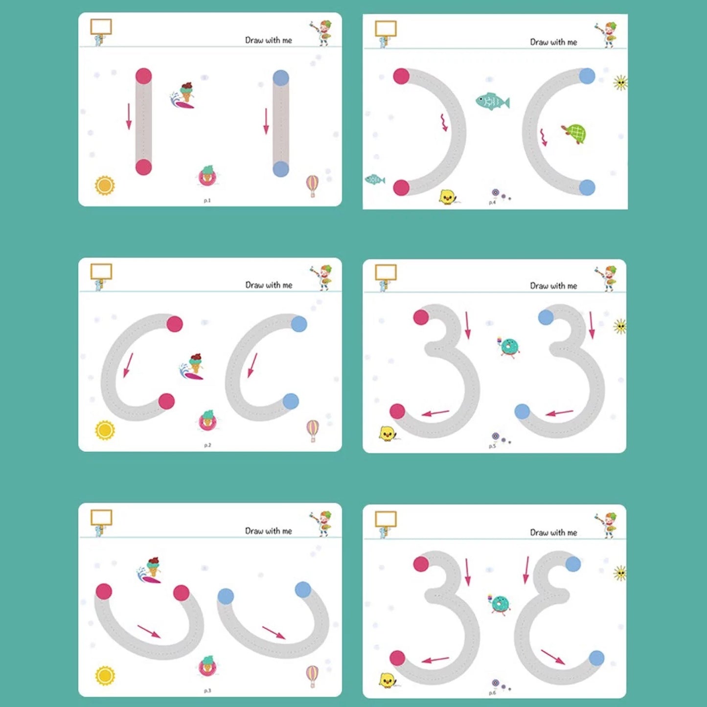 64 PAGES CHILDREN TRACING BOOK , ERASABLE STROKE LINE WRITING BOOK FOR KIDS