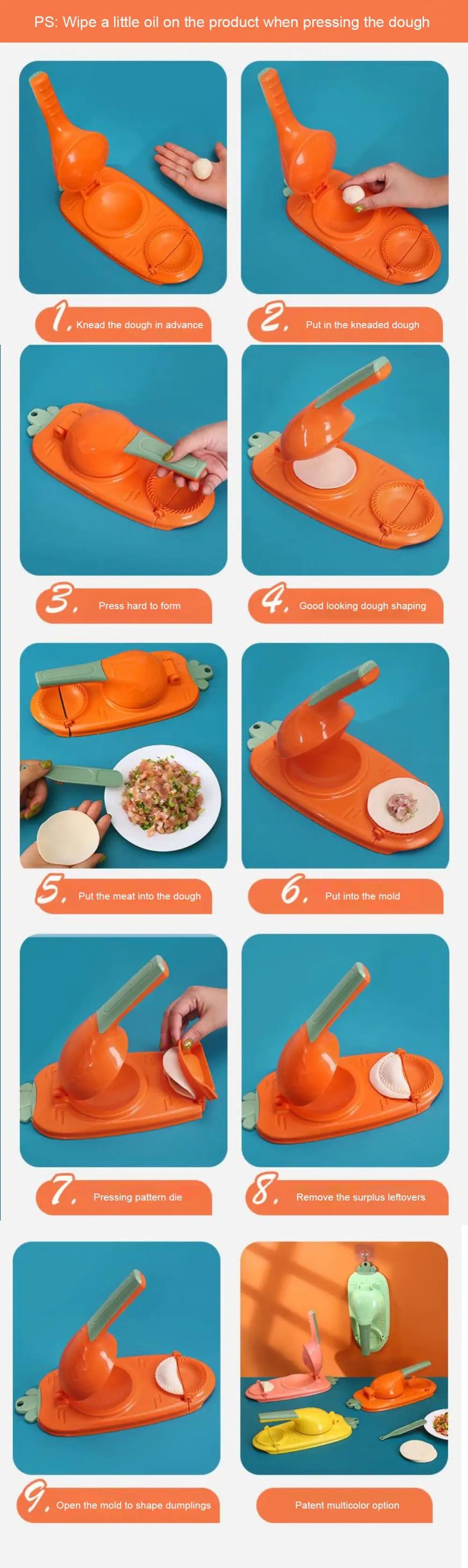 NEW DESIGN 2 IN 1 PORTABLE MANUAL DUMPLING MAKER, DUMPLING PRESS AND WRAPPER , TORTILLA DUMPLING MAKING TOOL