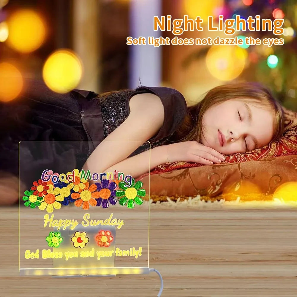 LED ACRYLIC GLOW NOTE BOARD FOR KIDS 20 x 30 cm