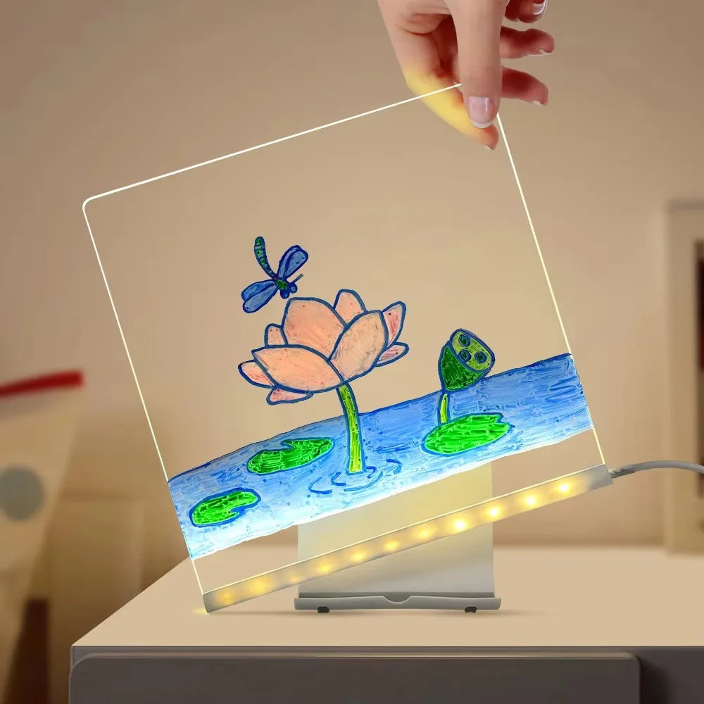 KIDS LED MAGIC DRAWING BOARD WITH FREE GLOWING NEON PENS