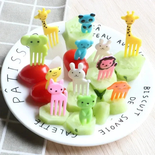 10 PCs CUTE MINI FRUIT FORKS FOR KIDS (RANDOM COLORS)