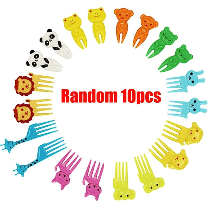10 Pcs Cute Mini Fruit Forks For Kids (Random Colors)