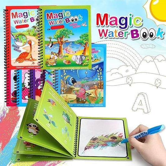 REUSABLE MAGIC WATER COLORING BOOK FOR KIDS (RANDOM COLORS & DESIGN)