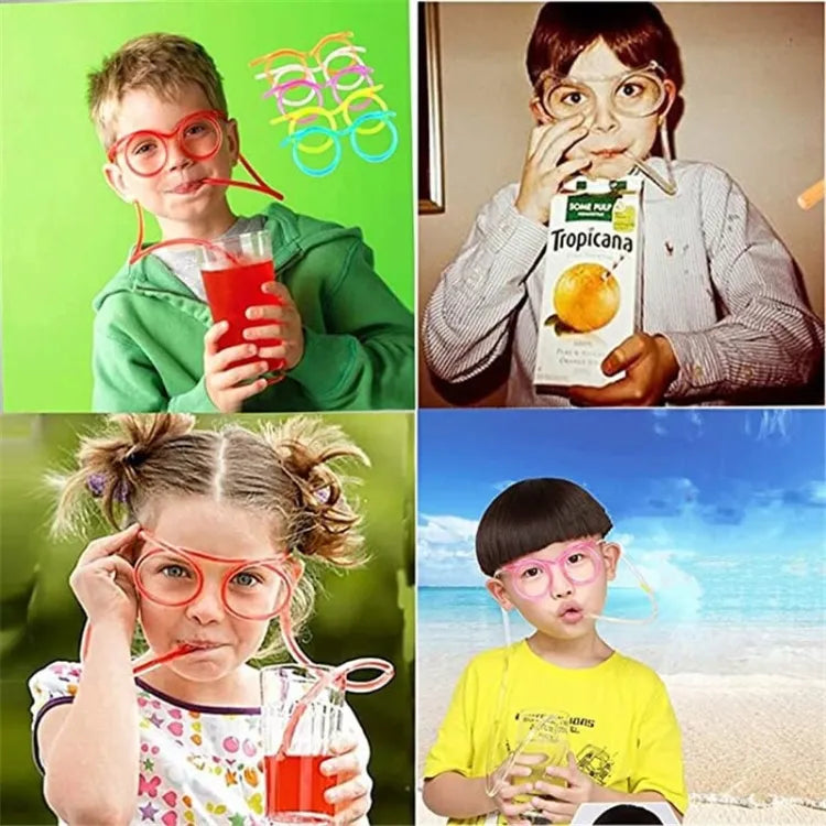 FUNNY SILLY STRAW GLASSES FOR KIDS - DRINKING STRAW EYEGLASSES (RANDOM COLOR)