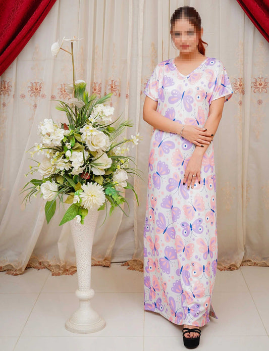 Bliss Beam 3 Piece Imported Jersey Interlock Printed Nighty, Panty And Poni Set Free Size For Women