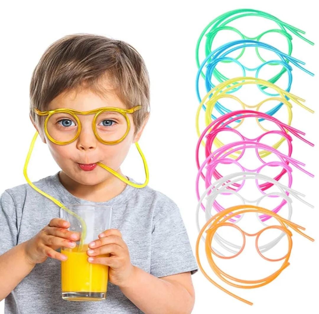 FUNNY SILLY STRAW GLASSES FOR KIDS - DRINKING STRAW EYEGLASSES (RANDOM COLOR)