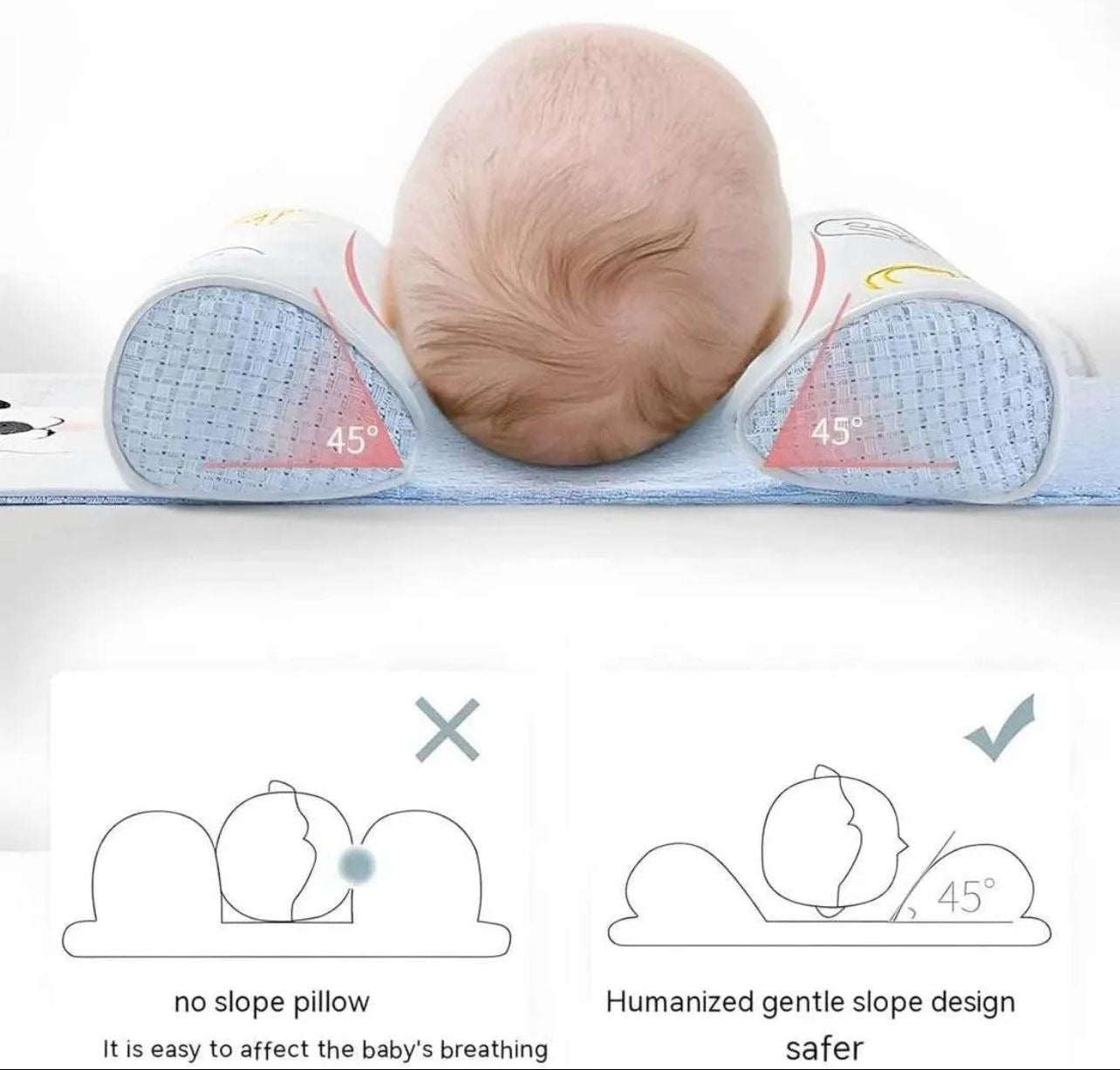 ADJUSTABLE BABY SLEEPING SUPPORT PILLOW, ANTI ROLL CUSHION AND NECK PROTECTION (Random Color)
