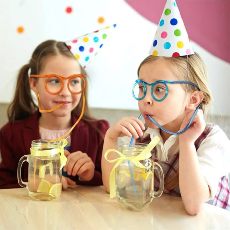 FUNNY SILLY STRAW GLASSES FOR KIDS - DRINKING STRAW EYEGLASSES (RANDOM COLOR)