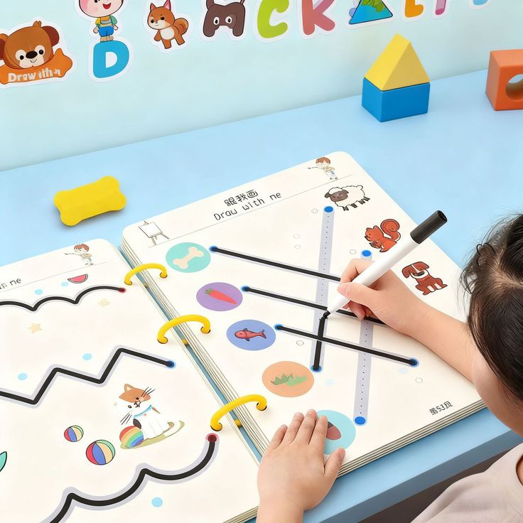64 PAGES CHILDREN TRACING BOOK , ERASABLE STROKE LINE WRITING BOOK FOR KIDS