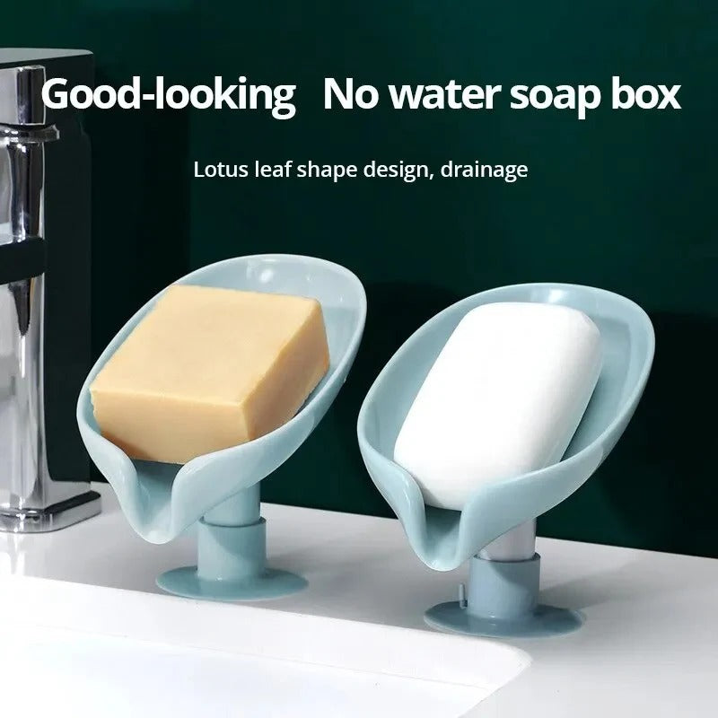 LEAF SHAPE SELF DRAINING SOAP HOLDER WITH SUCTION BASE