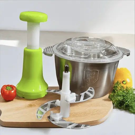 MULTI - PURPOSE STAINLESS STEEL MANUAL FOOD CHOPPER WITH HAND PRESS VEGETABLE & MEAT CUTTER